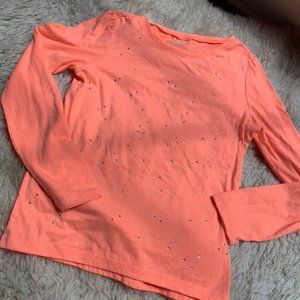 ☆ Orange long sleeve shirt with sequins